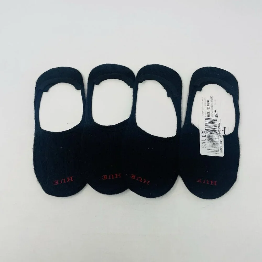 Hue Womens One Size Fits Most Supersoft Sneaker Liner Socks 4 Pack in Black 1545